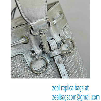 Fendi Mini Mon Tresor Bucket Silver leather bag with crystal FF motif - Click Image to Close