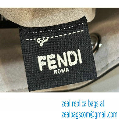 Fendi Mini Mon Tresor Bucket Silver leather bag with crystal FF motif