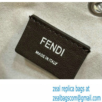 Fendi Mini Mon Tresor Bucket Silver leather bag with crystal FF motif