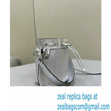 Fendi Mini Mon Tresor Bucket Silver leather bag with crystal FF motif - Click Image to Close