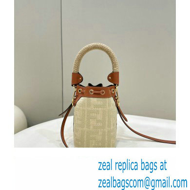 Fendi Mon Tresor Mini bucket bag Beige/Brown canvas with FF embroidery - Click Image to Close