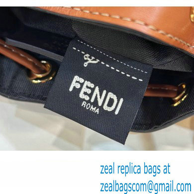 Fendi Mon Tresor Mini bucket bag Beige/Brown canvas with FF embroidery - Click Image to Close