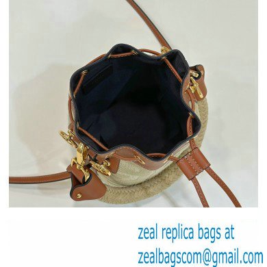 Fendi Mon Tresor Mini bucket bag Beige/Brown canvas with FF embroidery