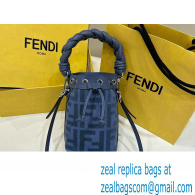 Fendi Mon Tresor Mini bucket bag Blue canvas with FF embroidery - Click Image to Close