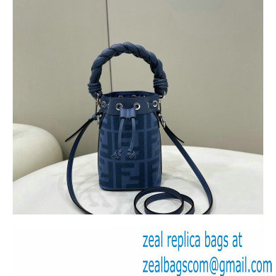 Fendi Mon Tresor Mini bucket bag Blue canvas with FF embroidery - Click Image to Close