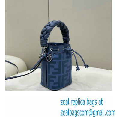 Fendi Mon Tresor Mini bucket bag Blue canvas with FF embroidery