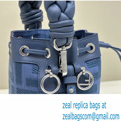 Fendi Mon Tresor Mini bucket bag Blue canvas with FF embroidery - Click Image to Close