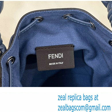 Fendi Mon Tresor Mini bucket bag Blue canvas with FF embroidery