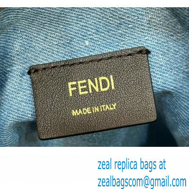 Fendi Mon Tresor Mini bucket bag Denim Blue with FF embroidery
