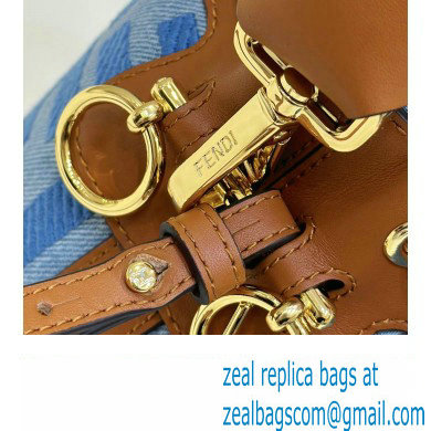 Fendi Mon Tresor Mini bucket bag Denim Blue with FF embroidery