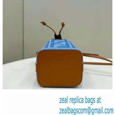 Fendi Mon Tresor Mini bucket bag Denim Blue with FF embroidery