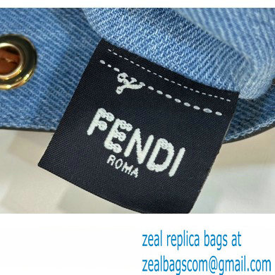 Fendi Mon Tresor Mini bucket bag Denim Blue with FF embroidery
