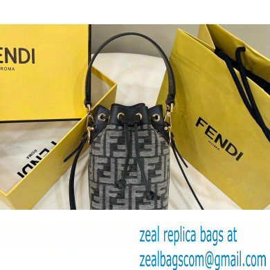 Fendi Mon Tresor Mini bucket bag FF tapestry fabric Gray