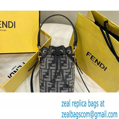 Fendi Mon Tresor Mini bucket bag FF tapestry fabric Gray - Click Image to Close