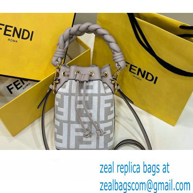 Fendi Mon Tresor Mini bucket bag Gray canvas with FF embroidery