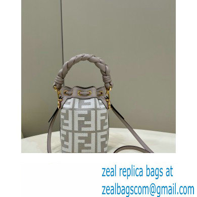 Fendi Mon Tresor Mini bucket bag Gray canvas with FF embroidery