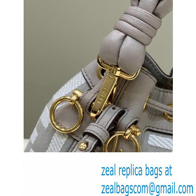 Fendi Mon Tresor Mini bucket bag Gray canvas with FF embroidery