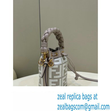 Fendi Mon Tresor Mini bucket bag Gray canvas with FF embroidery