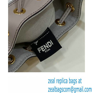 Fendi Mon Tresor Mini bucket bag Gray canvas with FF embroidery