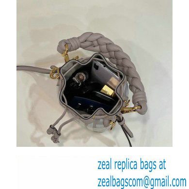 Fendi Mon Tresor Mini bucket bag Gray canvas with FF embroidery