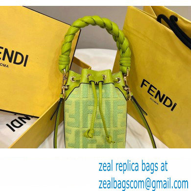 Fendi Mon Tresor Mini bucket bag Green canvas with FF embroidery