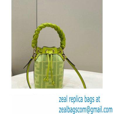 Fendi Mon Tresor Mini bucket bag Green canvas with FF embroidery