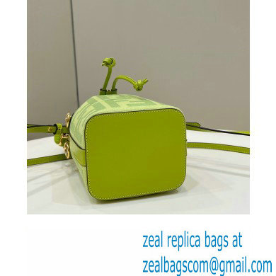 Fendi Mon Tresor Mini bucket bag Green canvas with FF embroidery