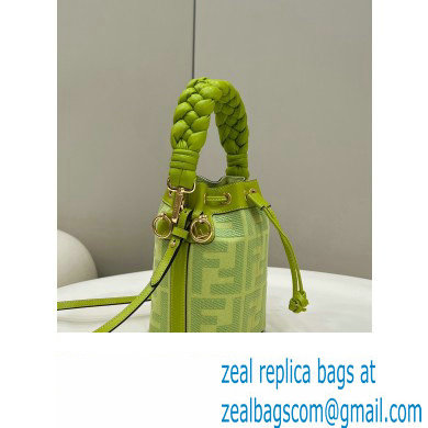 Fendi Mon Tresor Mini bucket bag Green canvas with FF embroidery