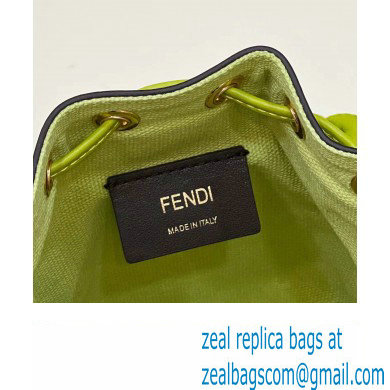 Fendi Mon Tresor Mini bucket bag Green canvas with FF embroidery