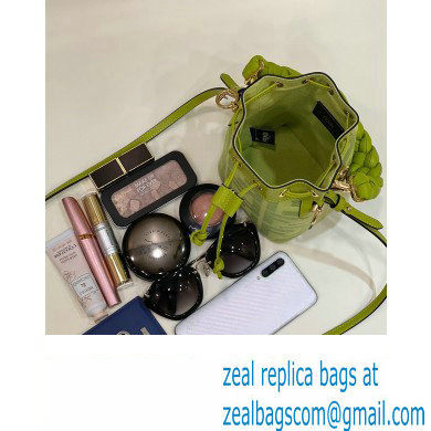 Fendi Mon Tresor Mini bucket bag Green canvas with FF embroidery