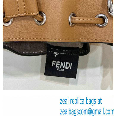 Fendi Mon Tresor Mini bucket bag Leather Brown with 3D Flower