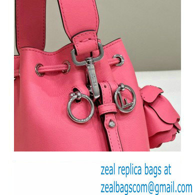 Fendi Mon Tresor Mini bucket bag Leather Pink with 3D Flower - Click Image to Close