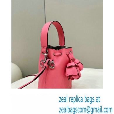 Fendi Mon Tresor Mini bucket bag Leather Pink with 3D Flower - Click Image to Close