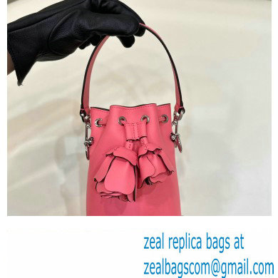 Fendi Mon Tresor Mini bucket bag Leather Pink with 3D Flower - Click Image to Close