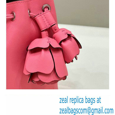 Fendi Mon Tresor Mini bucket bag Leather Pink with 3D Flower