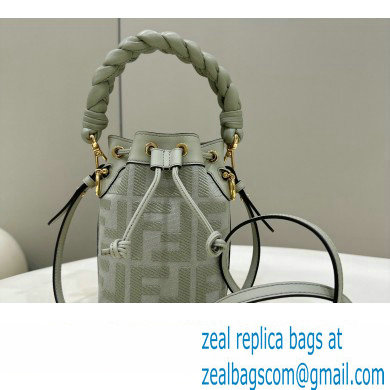 Fendi Mon Tresor Mini bucket bag Light Green canvas with FF embroidery