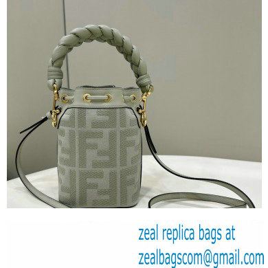 Fendi Mon Tresor Mini bucket bag Light Green canvas with FF embroidery