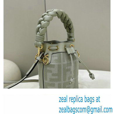 Fendi Mon Tresor Mini bucket bag Light Green canvas with FF embroidery