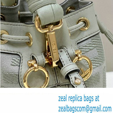 Fendi Mon Tresor Mini bucket bag Light Green canvas with FF embroidery - Click Image to Close