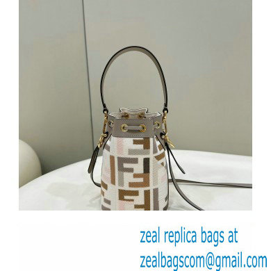Fendi Mon Tresor Mini bucket bag Multicolor Gray canvas with FF embroidery