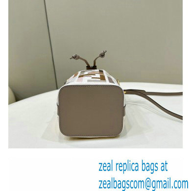 Fendi Mon Tresor Mini bucket bag Multicolor Gray canvas with FF embroidery
