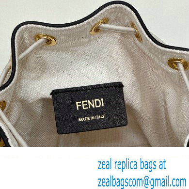 Fendi Mon Tresor Mini bucket bag Multicolor White canvas with FF embroidery