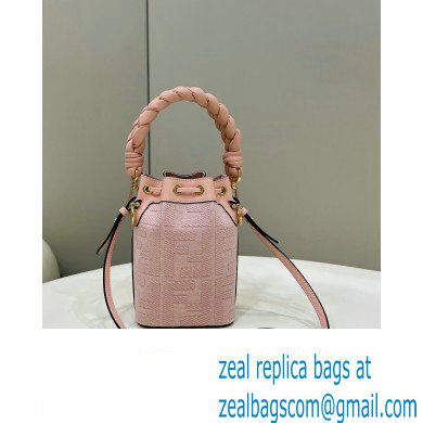 Fendi Mon Tresor Mini bucket bag Pink canvas with FF embroidery