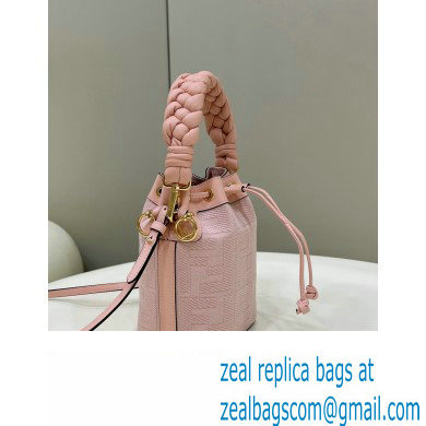 Fendi Mon Tresor Mini bucket bag Pink canvas with FF embroidery