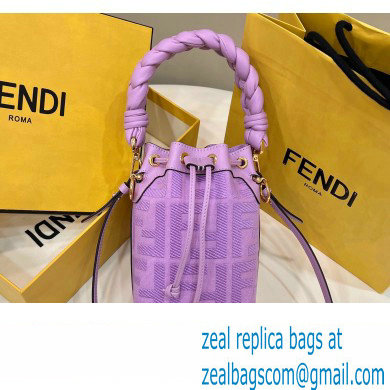 Fendi Mon Tresor Mini bucket bag Purple canvas with FF embroidery