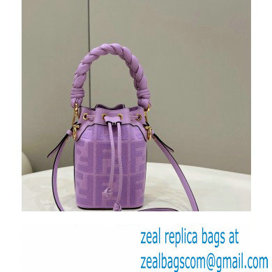 Fendi Mon Tresor Mini bucket bag Purple canvas with FF embroidery