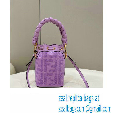 Fendi Mon Tresor Mini bucket bag Purple canvas with FF embroidery