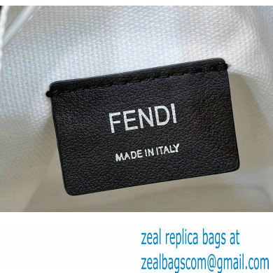 Fendi Mon Tresor Mini bucket bag White/Black canvas with FF embroidery