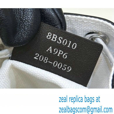 Fendi Mon Tresor Mini bucket bag White/Black canvas with FF embroidery