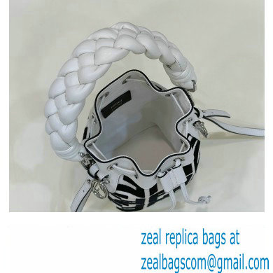 Fendi Mon Tresor Mini bucket bag White/Black canvas with FF embroidery